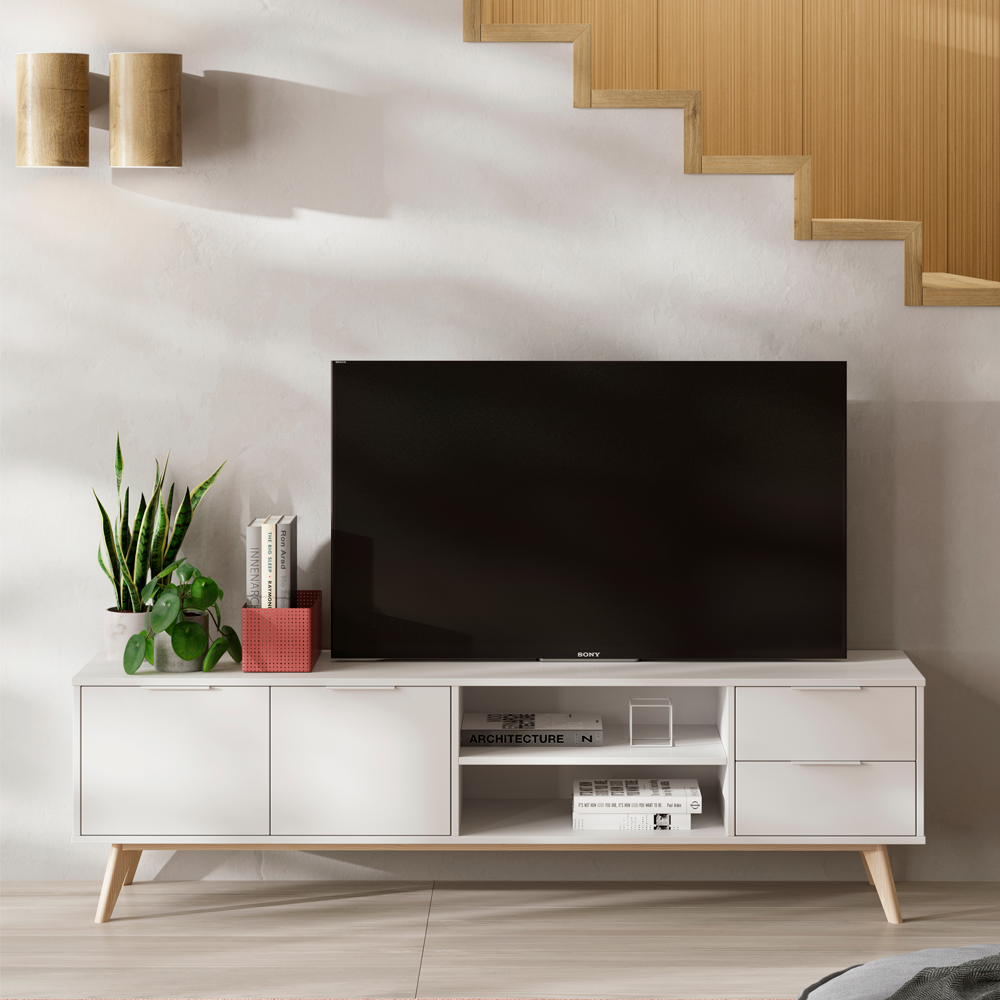 2 Mueble TV Campus 2P2C2H Blanco de MARCKERIC - Imagen 3