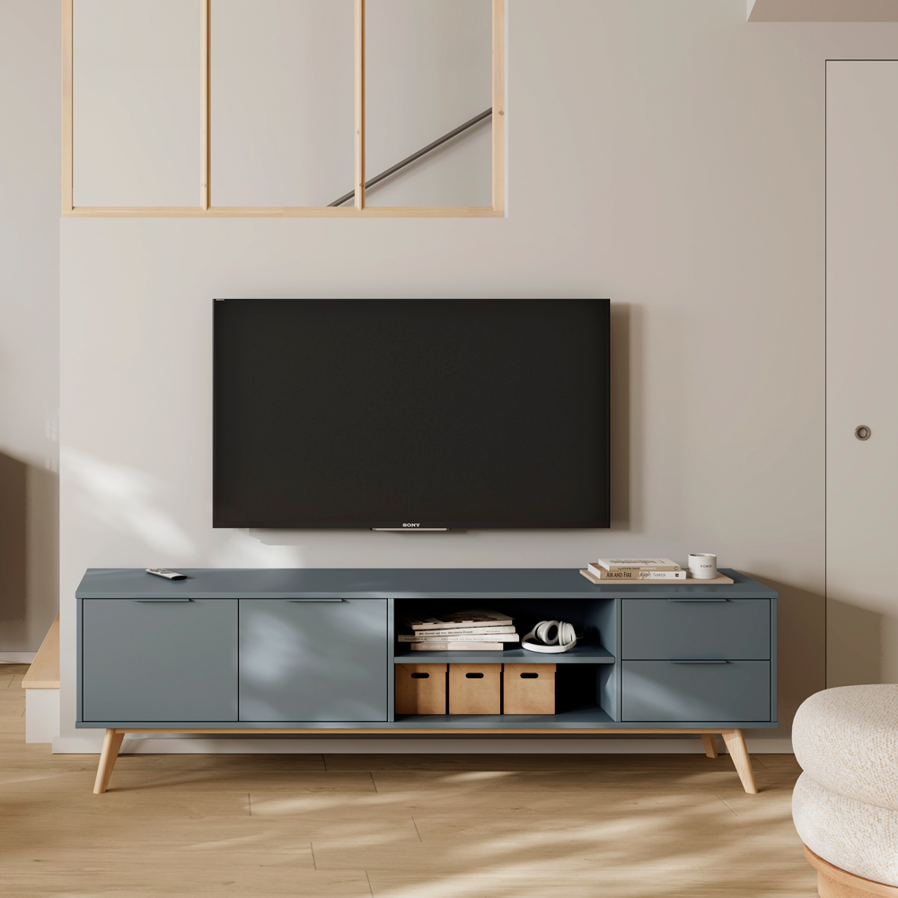 2 Mueble TV Pisco 2P2C2H Verde Kaki de MARCKERIC - Imagen 3